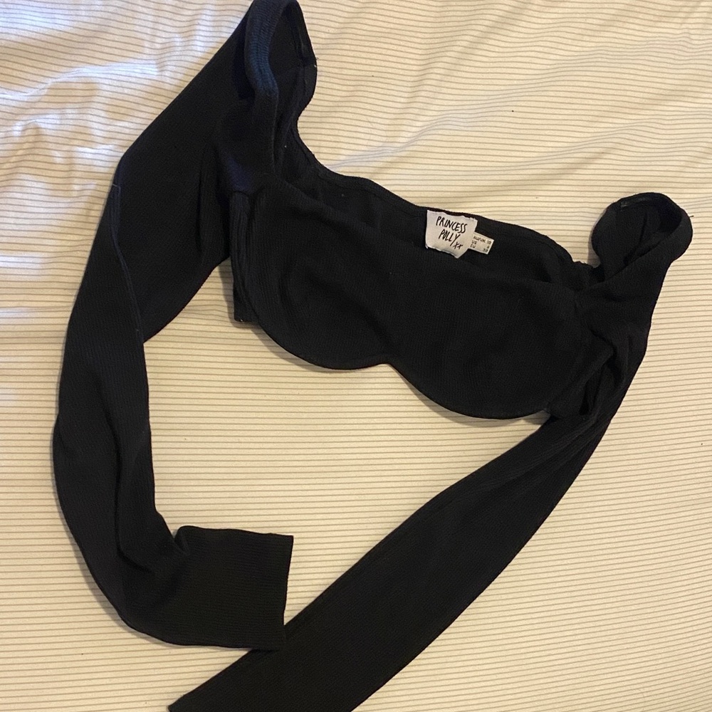 Princess Polly Black Ribbed Top